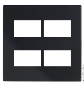 PLACA 4X4 4 MODULOS HORIZONTAL COM SUPORTE - RECTA BLACK SATIN